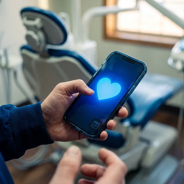 Celular com notificações de curtidas em destaque e agenda vazia ao fundo, representando engajamento sem pacientes reais
